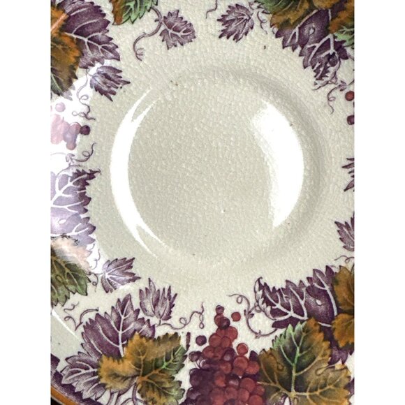 Festive Wood & Sons Saucer Plates England VINE Pattern Colorful Grapes Leaves - Picture 13 of 15